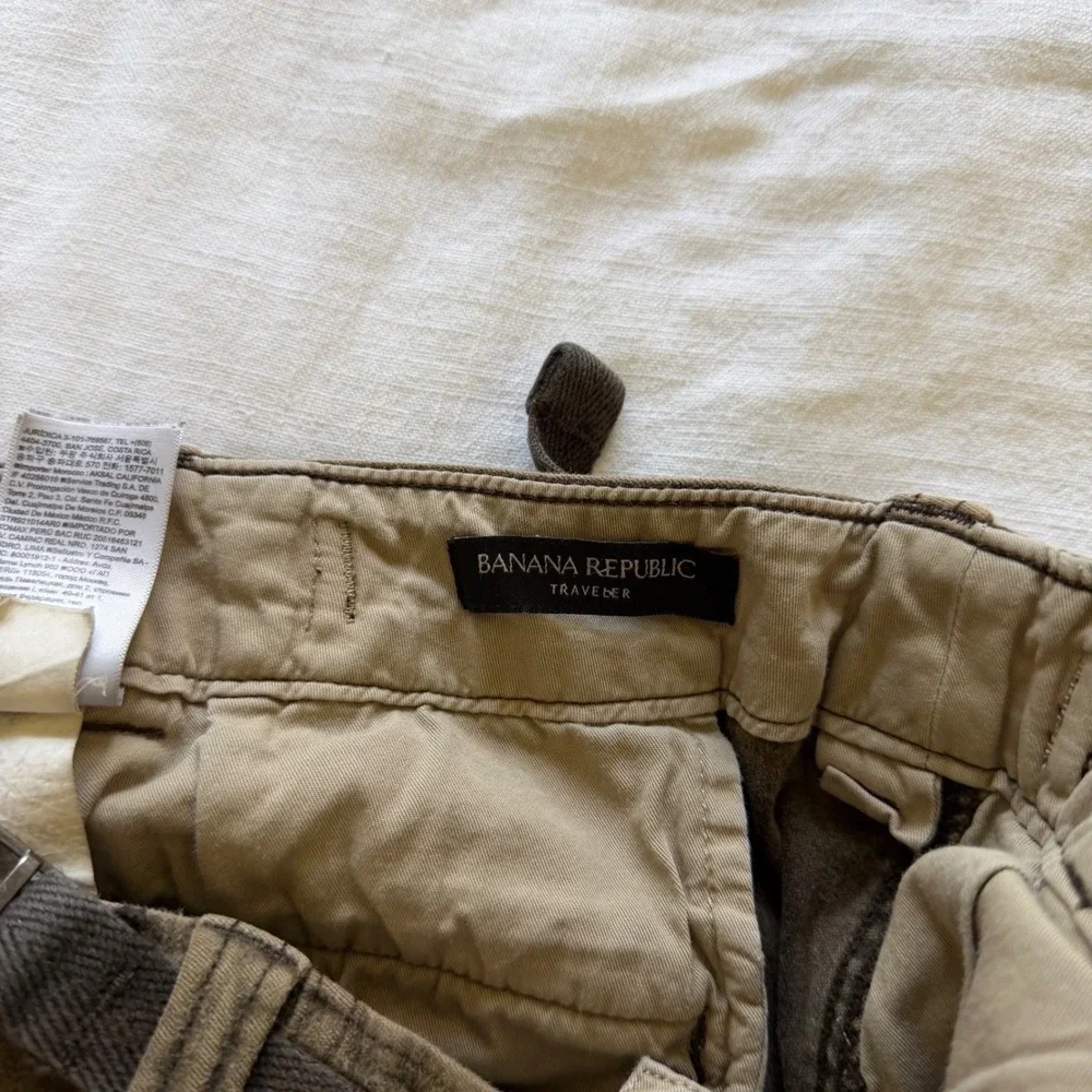 Banana Republic Traveler Cargo Sueded Pants 38W Olive‎ Brown Utility Tactical